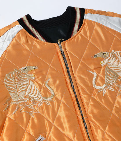 TT15791-159 / TAILOR TOYO Early 1950s Style Acetate Quilted Souvenir Jacket “WHITE TIGER” × “LANDSCAPE”