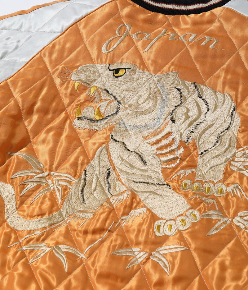 TT15791-159 / TAILOR TOYO Early 1950s Style Acetate Quilted Souvenir Jacket “WHITE TIGER” × “LANDSCAPE”