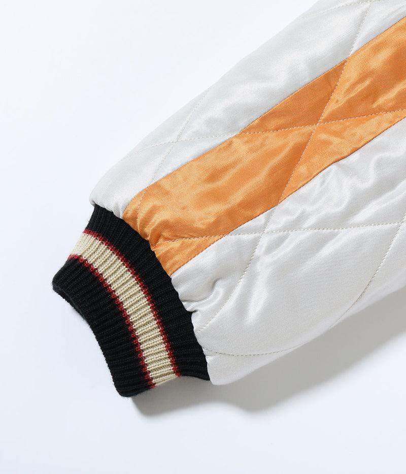 TT15791-159 / TAILOR TOYO Early 1950s Style Acetate Quilted Souvenir Jacket “WHITE TIGER” × “LANDSCAPE”