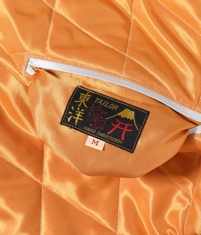 TT15791-159 / TAILOR TOYO Early 1950s Style Acetate Quilted Souvenir Jacket “WHITE TIGER” × “LANDSCAPE”