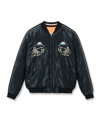 TT15791-159 / TAILOR TOYO Early 1950s Style Acetate Quilted Souvenir Jacket “WHITE TIGER” × “LANDSCAPE”