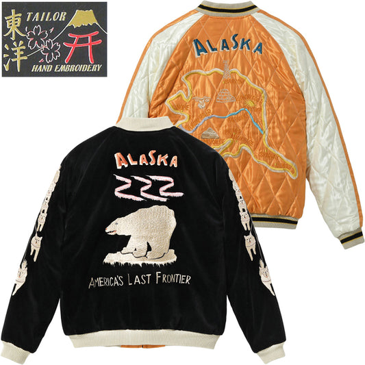 TT15792-119 / TAILOR TOYO Late 1950s Style Velveteen Souvenir Jacket “POLAR BEAR” × “ALASKA MAP”