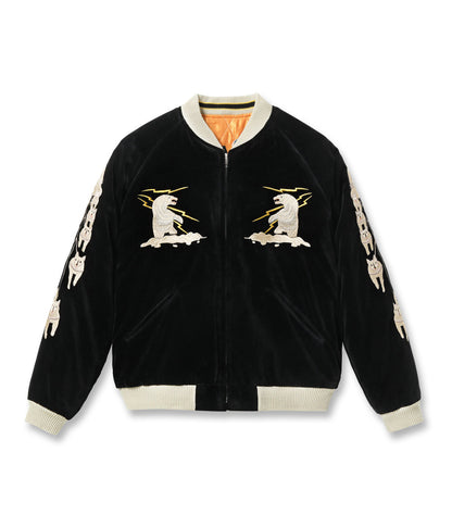 TT15792-119 / TAILOR TOYO Late 1950s Style Velveteen Souvenir Jacket “POLAR BEAR” × “ALASKA MAP”