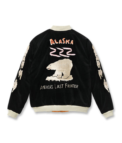 TT15792-119 / TAILOR TOYO Late 1950s Style Velveteen Souvenir Jacket “POLAR BEAR” × “ALASKA MAP”