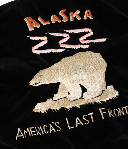 TT15792-119 / TAILOR TOYO Late 1950s Style Velveteen Souvenir Jacket “POLAR BEAR” × “ALASKA MAP”