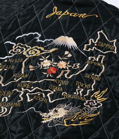 TT15792-128 / TAILOR TOYO Mid 1950s Style Velveteen Souvenir Jacket “ROARING TIGER” × “JAPAN MAP”