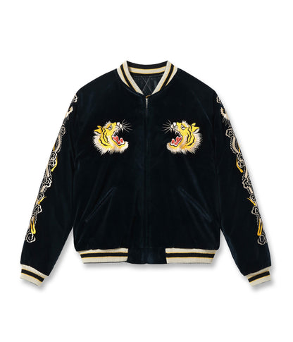 TT15792-128 / TAILOR TOYO Mid 1950s Style Velveteen Souvenir Jacket “ROARING TIGER” × “JAPAN MAP”