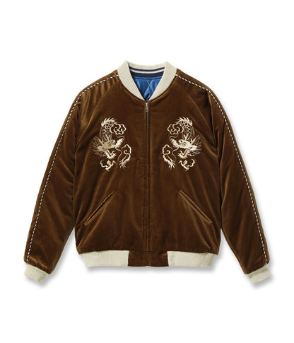 TT15792-138 / TAILOR TOYO Mid 1950s Style Velveteen Souvenir Jacket “WHITE DRAGON” × “BLACK EAGLE”