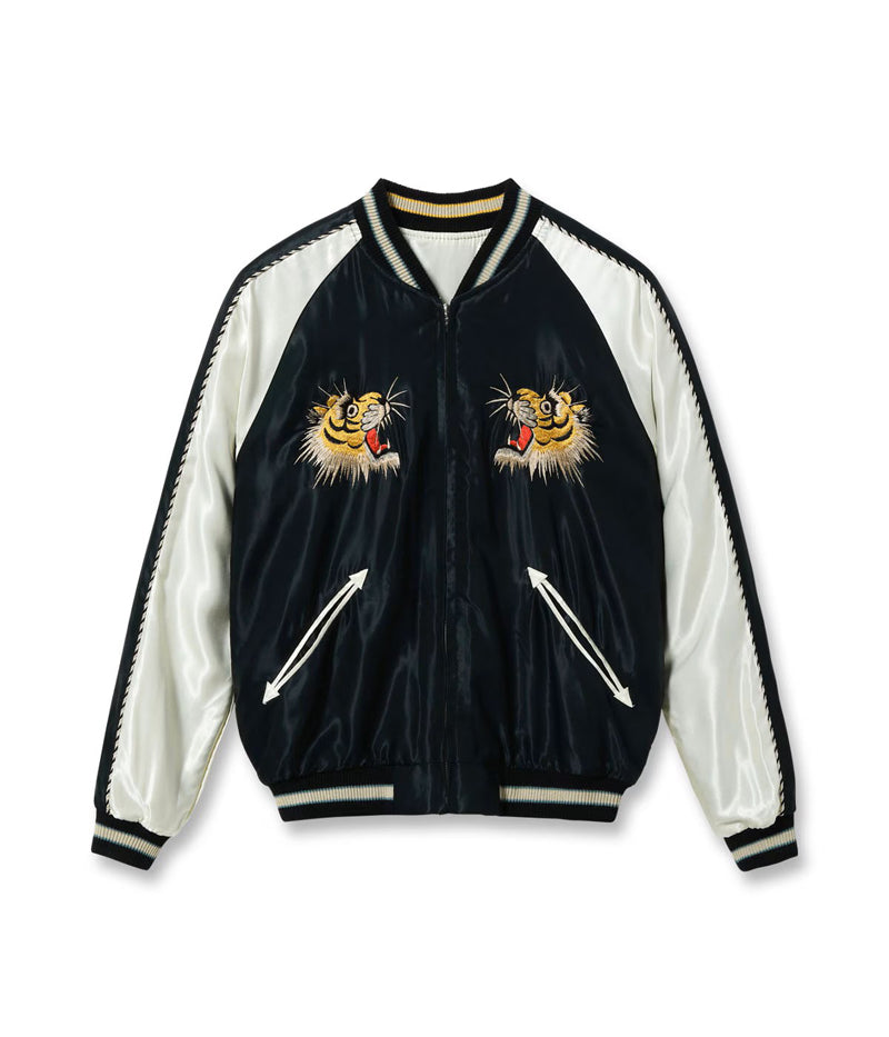 TT15877-119 / TAILOR TOYO Mid 1950s Style Acetate Souvenir Jacket “ROARING TIGER” × “BLACK DRAGON”