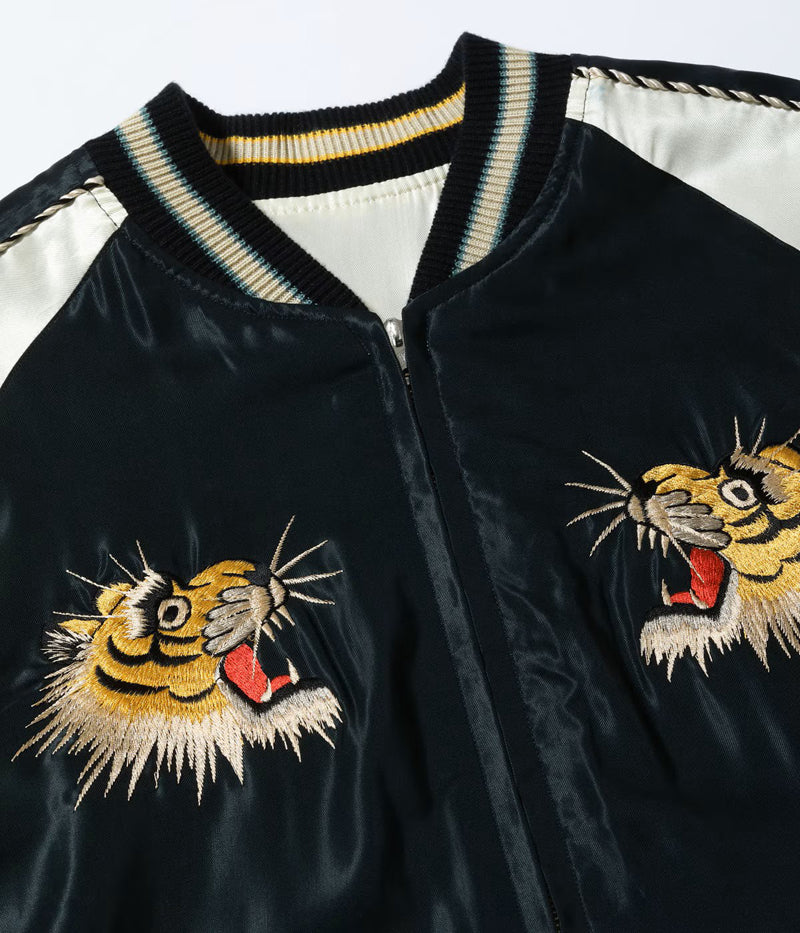 TT15877-119 / TAILOR TOYO Mid 1950s Style Acetate Souvenir Jacket “ROARING TIGER” × “BLACK DRAGON”