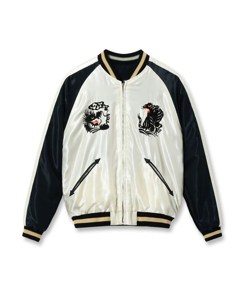 TT15877-119 / TAILOR TOYO Mid 1950s Style Acetate Souvenir Jacket “ROARING TIGER” × “BLACK DRAGON”