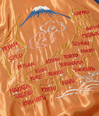 TT15877-125 / TAILOR TOYO Mid 1950s Style Acetate Souvenir Jacket “TIGER HEAD” × “JAPAN MAP”