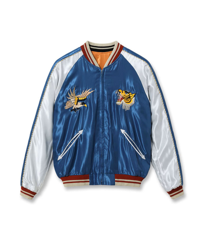 TT15877-125 / TAILOR TOYO Mid 1950s Style Acetate Souvenir Jacket “TIGER HEAD” × “JAPAN MAP”