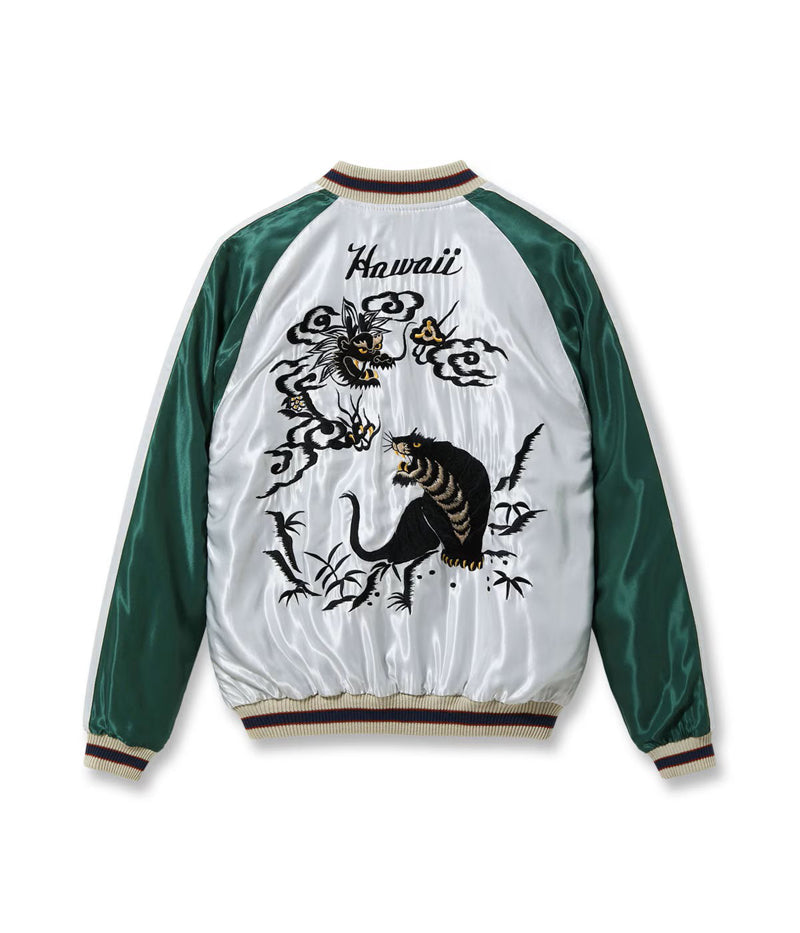 TT15877-128 / TAILOR TOYO Late 1950s Style Acetate Souvenir Jacket “HAWAII MAP” × “DRAGON & TIGER”