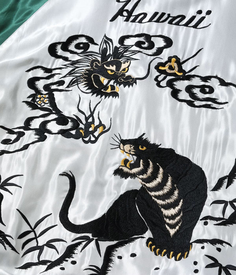 TT15877-128 / TAILOR TOYO Late 1950s Style Acetate Souvenir Jacket “HAWAII MAP” × “DRAGON & TIGER”