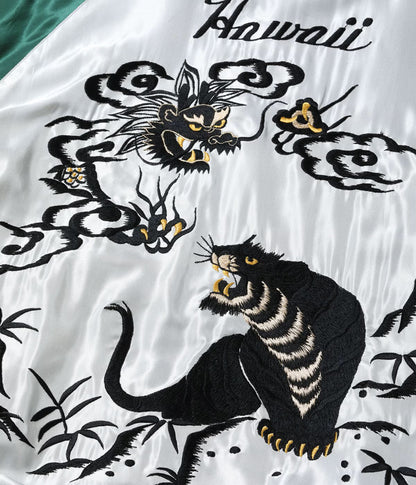 TT15877-128 / TAILOR TOYO Late 1950s Style Acetate Souvenir Jacket “HAWAII MAP” × “DRAGON & TIGER”