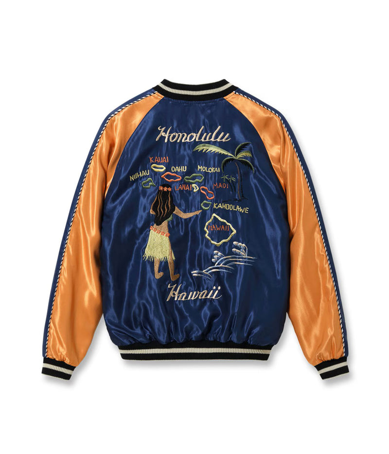 TT15877-128 / TAILOR TOYO Late 1950s Style Acetate Souvenir Jacket “HAWAII MAP” × “DRAGON & TIGER”