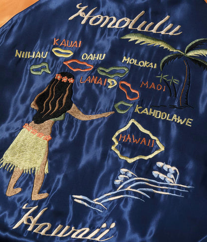 TT15877-128 / TAILOR TOYO Late 1950s Style Acetate Souvenir Jacket “HAWAII MAP” × “DRAGON & TIGER”