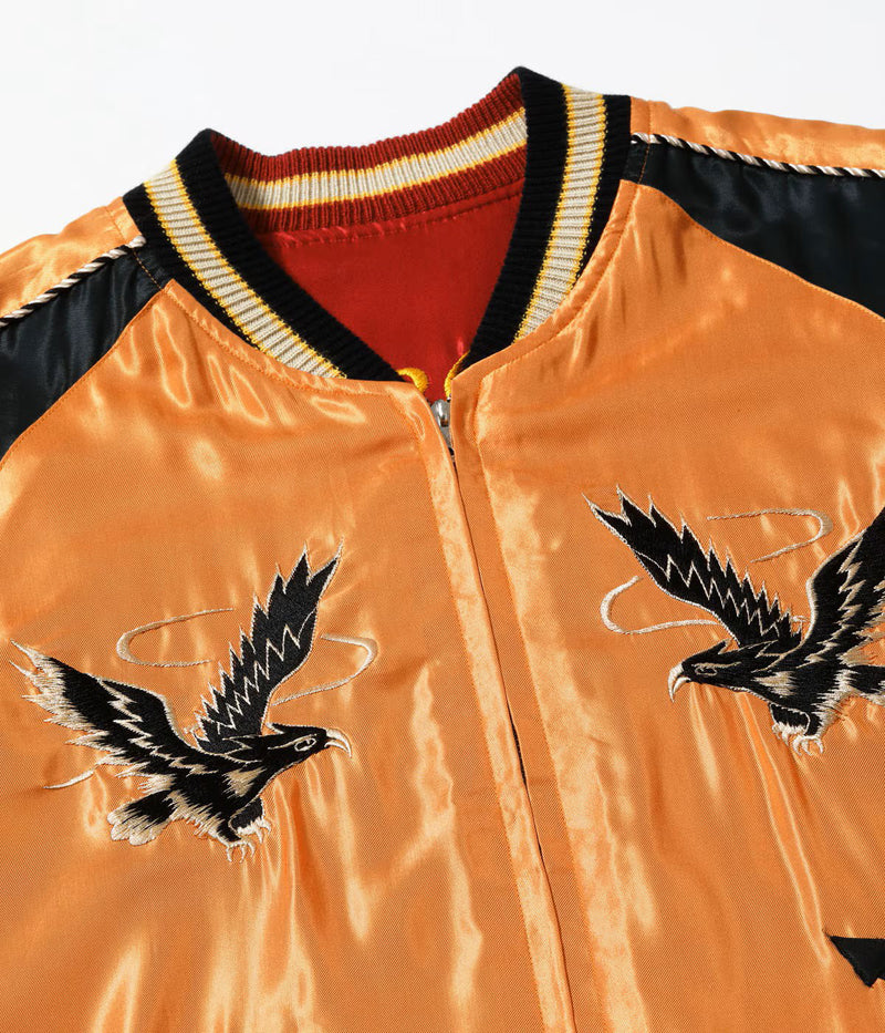 TT15972-159 / TAILOR TOYO Mid 1950s Style Acetate Souvenir Jacket “BLACK EAGLE” × “DRAGON HEAD”