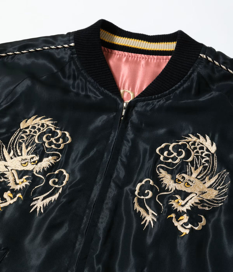 TT15972-219 / TAILOR TOYO Mid 1950s Style Acetate Souvenir Jacket “WHITE DRAGON” × “TIGER HEAD”
