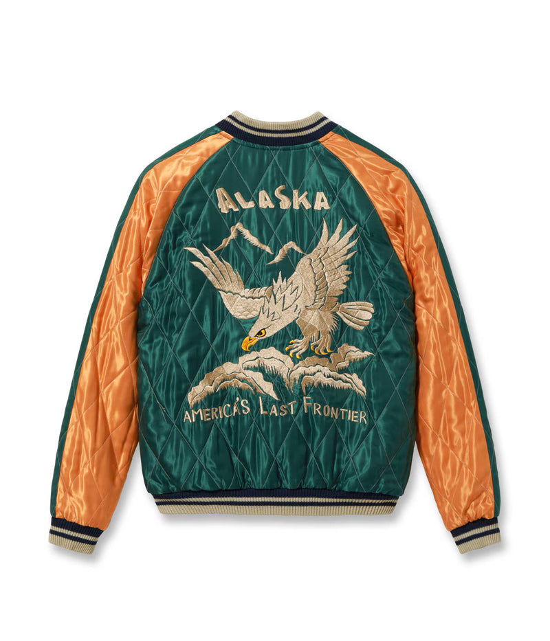 TT15973-119 / TAILOR TOYO Late 1950s Style Acetate Quilted Souvenir Jacket “MOOSE” × “ALASKAN EAGLE”