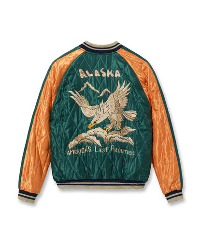 TT15973-119 / TAILOR TOYO Late 1950s Style Acetate Quilted Souvenir Jacket “MOOSE” × “ALASKAN EAGLE”