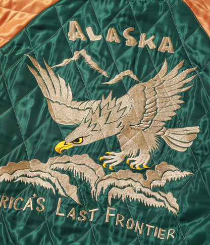 TT15973-119 / TAILOR TOYO Late 1950s Style Acetate Quilted Souvenir Jacket “MOOSE” × “ALASKAN EAGLE”