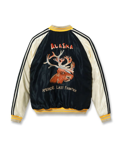 TT15973-119 / TAILOR TOYO Late 1950s Style Acetate Quilted Souvenir Jacket “MOOSE” × “ALASKAN EAGLE”