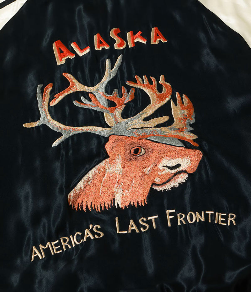 TT15973-119 / TAILOR TOYO Late 1950s Style Acetate Quilted Souvenir Jacket “MOOSE” × “ALASKAN EAGLE”