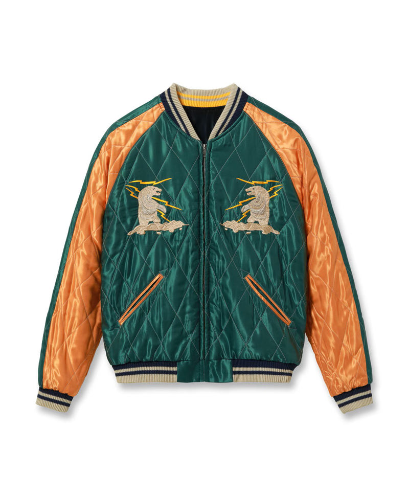 TT15973-119 / TAILOR TOYO Late 1950s Style Acetate Quilted Souvenir Jacket “MOOSE” × “ALASKAN EAGLE”