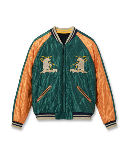 TT15973-119 / TAILOR TOYO Late 1950s Style Acetate Quilted Souvenir Jacket “MOOSE” × “ALASKAN EAGLE”