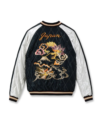 TT15973-219 / TAILOR TOYO Late 1950s Style Acetate Quilted Souvenir Jacket “WHITE TIGER” × “DUELLING DRAGONS”