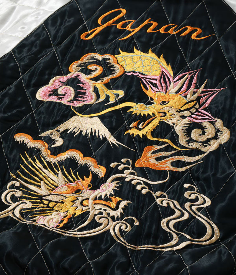 TT15973-219 / TAILOR TOYO Late 1950s Style Acetate Quilted Souvenir Jacket “WHITE TIGER” × “DUELLING DRAGONS”
