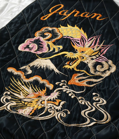 TT15973-219 / TAILOR TOYO Late 1950s Style Acetate Quilted Souvenir Jacket “WHITE TIGER” × “DUELLING DRAGONS”