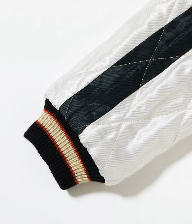 TT15973-219 / TAILOR TOYO Late 1950s Style Acetate Quilted Souvenir Jacket “WHITE TIGER” × “DUELLING DRAGONS”
