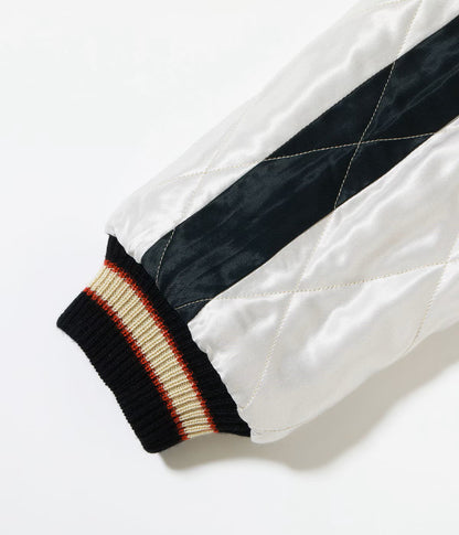 TT15973-219 / TAILOR TOYO Late 1950s Style Acetate Quilted Souvenir Jacket “WHITE TIGER” × “DUELLING DRAGONS”
