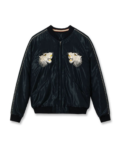 TT15973-219 / TAILOR TOYO Late 1950s Style Acetate Quilted Souvenir Jacket “WHITE TIGER” × “DUELLING DRAGONS”