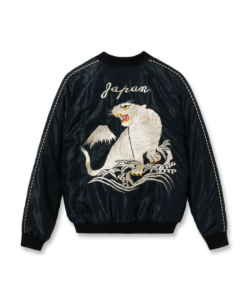 TT15973-219 / TAILOR TOYO Late 1950s Style Acetate Quilted Souvenir Jacket “WHITE TIGER” × “DUELLING DRAGONS”