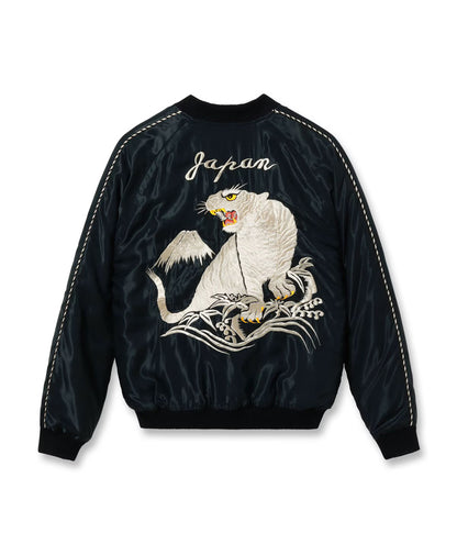 TT15973-219 / TAILOR TOYO Late 1950s Style Acetate Quilted Souvenir Jacket “WHITE TIGER” × “DUELLING DRAGONS”