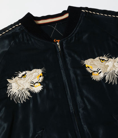 TT15973-219 / TAILOR TOYO Late 1950s Style Acetate Quilted Souvenir Jacket “WHITE TIGER” × “DUELLING DRAGONS”