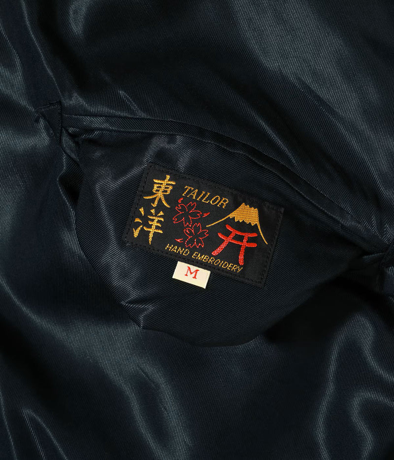 TT15973-219 / TAILOR TOYO Late 1950s Style Acetate Quilted Souvenir Jacket “WHITE TIGER” × “DUELLING DRAGONS”