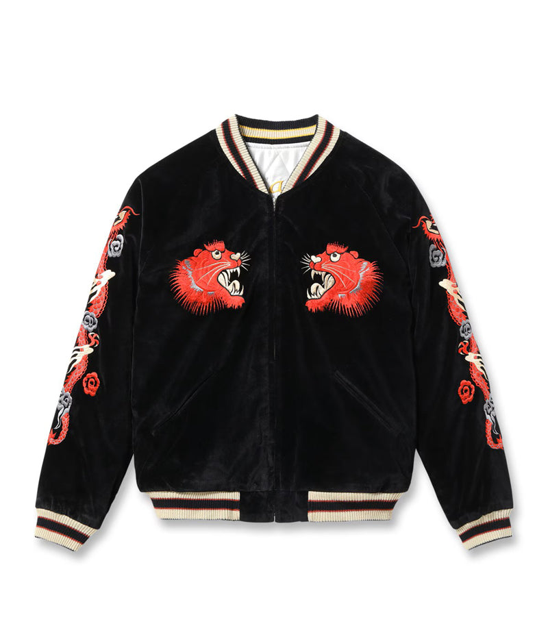 TT15974-119 / TAILOR TOYO Mid 1950s Style Velveteen Souvenir Jacket “RED TIGER” × “LANDSCAPE”