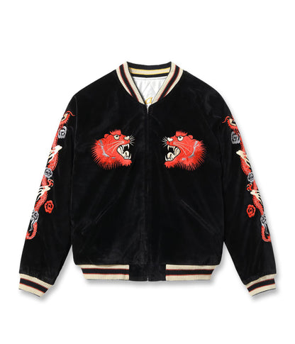 TT15974-119 / TAILOR TOYO Mid 1950s Style Velveteen Souvenir Jacket “RED TIGER” × “LANDSCAPE”