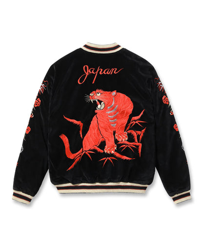 TT15974-119 / TAILOR TOYO Mid 1950s Style Velveteen Souvenir Jacket “RED TIGER” × “LANDSCAPE”