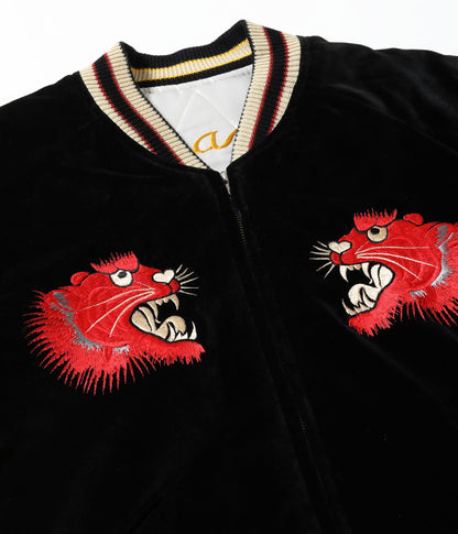 TT15974-119 / TAILOR TOYO Mid 1950s Style Velveteen Souvenir Jacket “RED TIGER” × “LANDSCAPE”