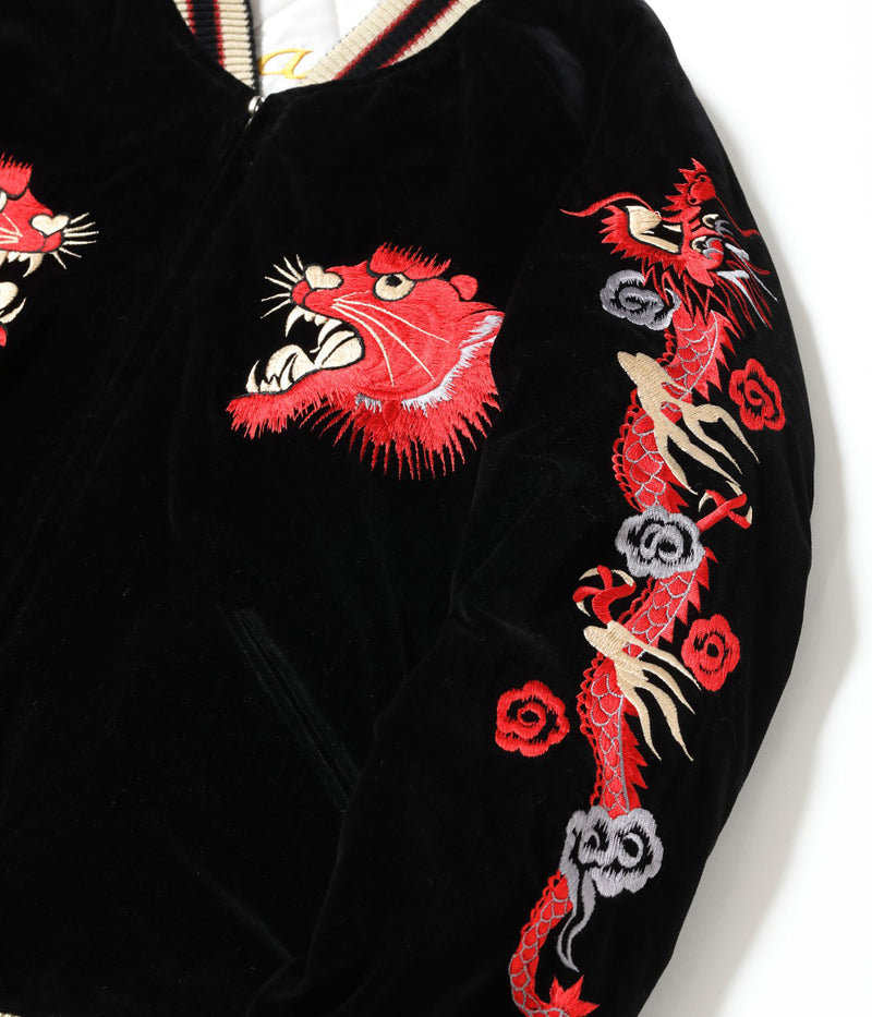 TT15974-119 / TAILOR TOYO Mid 1950s Style Velveteen Souvenir Jacket “RED TIGER” × “LANDSCAPE”