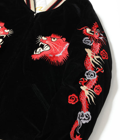 TT15974-119 / TAILOR TOYO Mid 1950s Style Velveteen Souvenir Jacket “RED TIGER” × “LANDSCAPE”