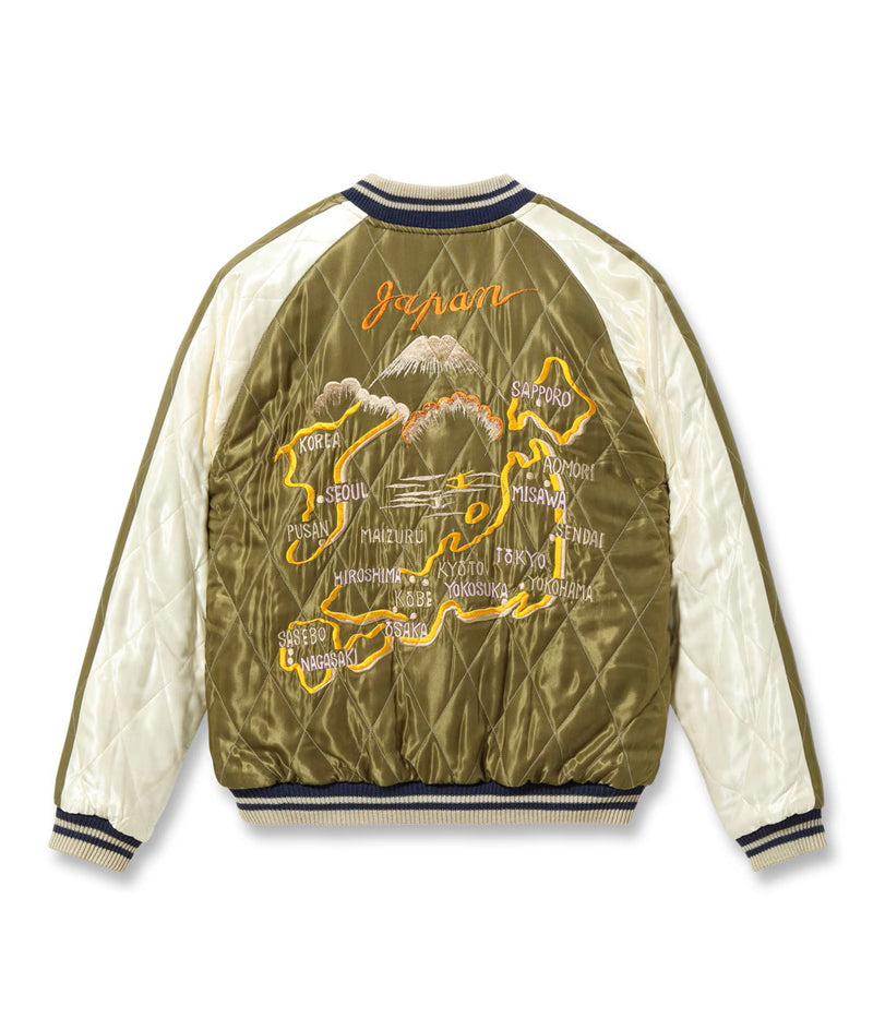 TT15974-128 / TAILOR TOYO Mid 1950s Style Velveteen Souvenir Jacket “WHITE DRAGON” × “JAPAN MAP”
