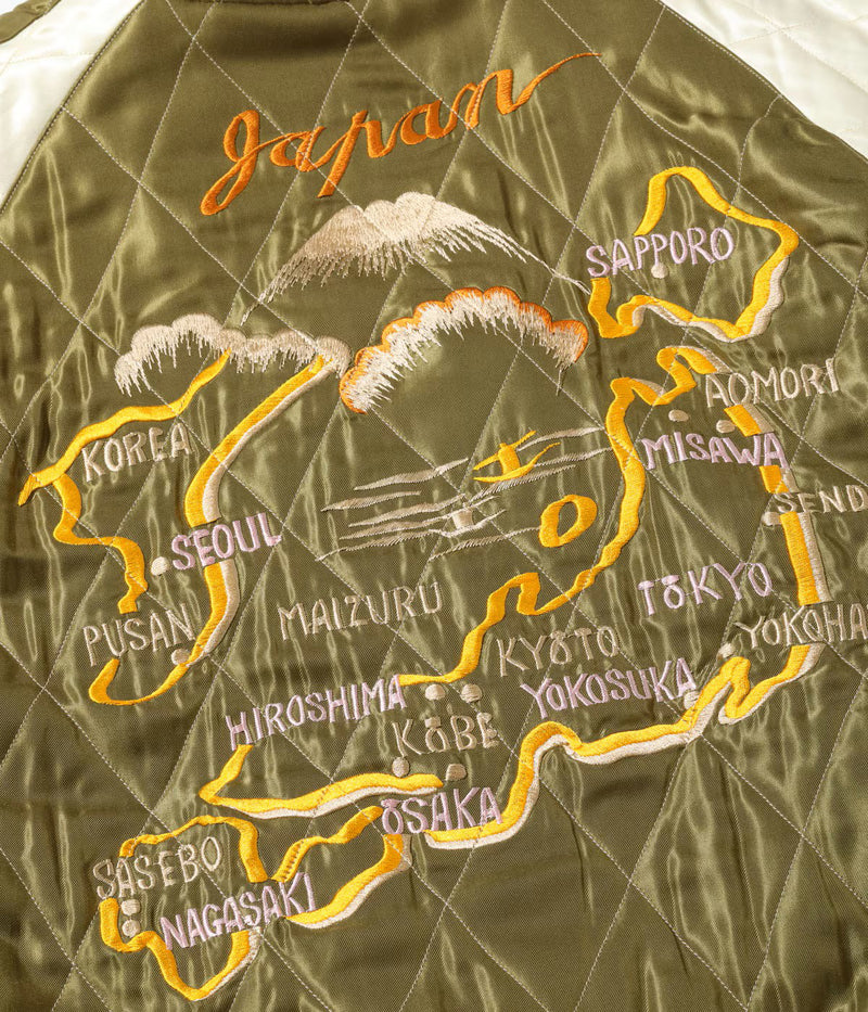 TT15974-128 / TAILOR TOYO Mid 1950s Style Velveteen Souvenir Jacket “WHITE DRAGON” × “JAPAN MAP”