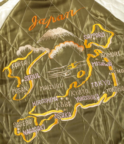 TT15974-128 / TAILOR TOYO Mid 1950s Style Velveteen Souvenir Jacket “WHITE DRAGON” × “JAPAN MAP”